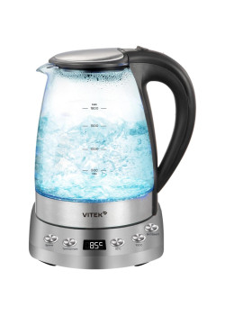 Чайник электрический Vitek VT-WK1075 1.7л. 1800Вт серебристый/черный корпус: металл/пластик