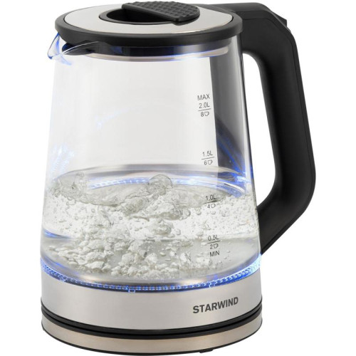 Чайник электрический Starwind SKG5778 2л. 2000Вт черный/прозрачный корпус: стекло