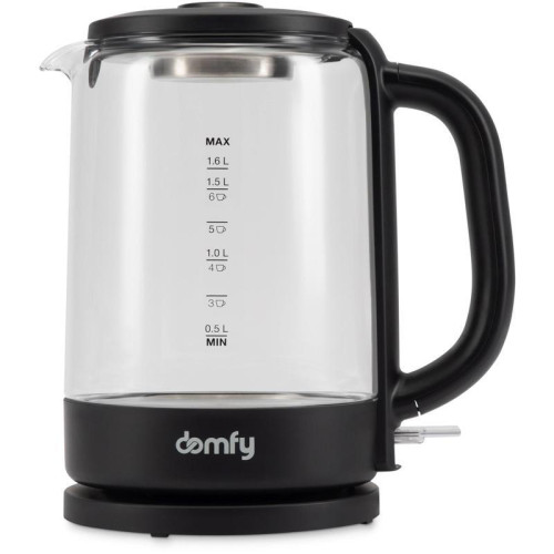 Чайник электрический Domfy DSB-EK304 1.7л. 2200Вт черный корпус: стекло/пластик