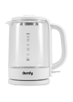 Чайник электрический Domfy DSW-EK304 1.7л. 2200Вт белый корпус: стекло/пластик