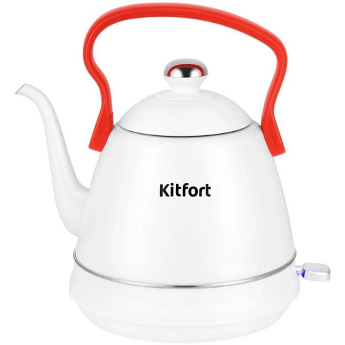 Чайник электрический Kitfort КТ-6793 1л. 1500Вт белый/красный корпус: металл