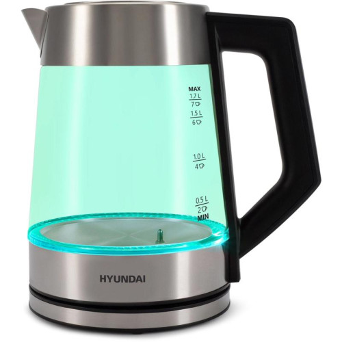 Чайник электрический Hyundai HYK-G4402 1.7л. 2200Вт черный/серебристый корпус: стекло