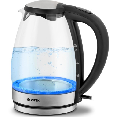 Чайник электрический Vitek VT-7046 1.7л. 2200Вт черный корпус: стекло