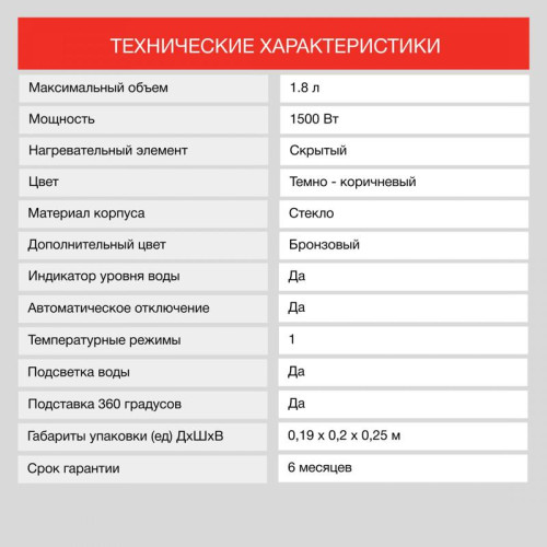 Чайник электрический Starwind SKG1052 1.8л. 1500Вт темно-коричневый/бронзовый корпус: стекло