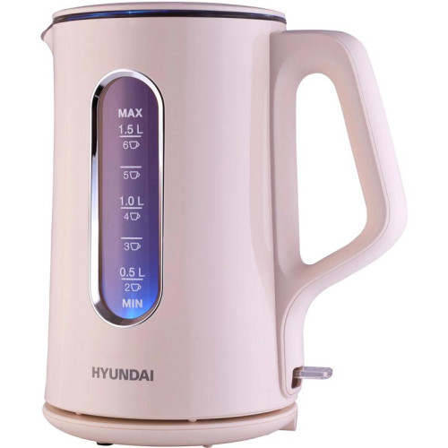 Чайник электрический Hyundai HYK-G8888 1.5л. 1700Вт кремовый/прозрачный корпус: стекло