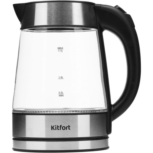 Чайник электрический Kitfort KT-6118 1.7л. 2200Вт прозрачный/серебристый корпус: стекло (КТ-6118)