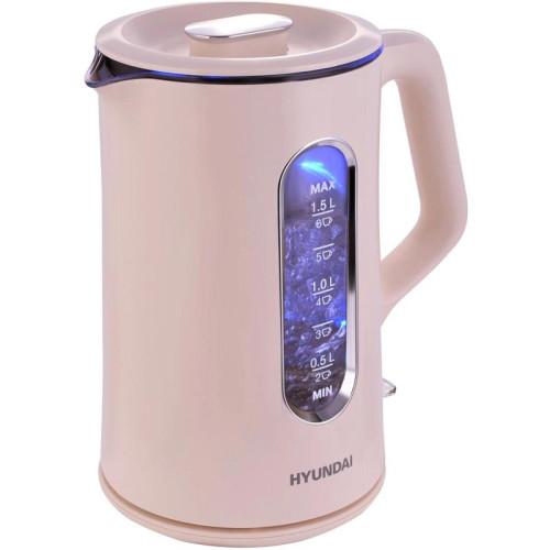 Чайник электрический Hyundai HYK-G8888 1.5л. 1700Вт кремовый/прозрачный корпус: стекло
