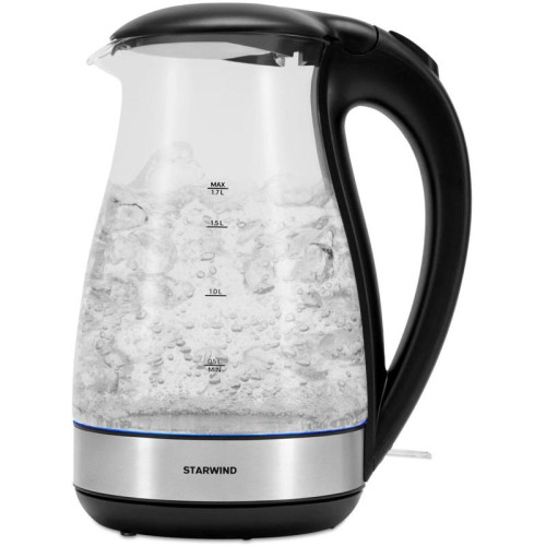 Чайник электрический Starwind SKP3039 1.7л. 2200Вт черный корпус: стекло/пластик