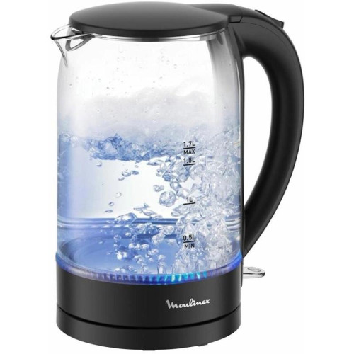 Чайник электрический Moulinex BY1S08F0 1.7л. 2200Вт черный/прозрачный корпус: стекло/пластик