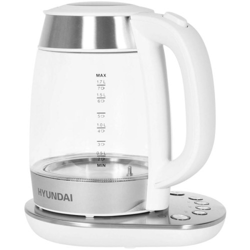 Чайник электрический Hyundai HYK-G4033 1.7л. 2200Вт белый/серебристый корпус: стекло