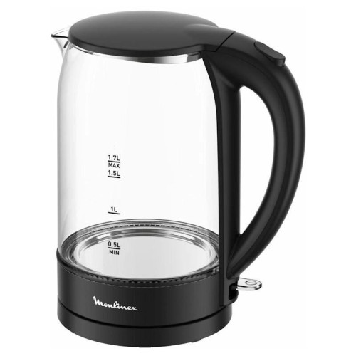 Чайник электрический Moulinex BY1S08F0 1.7л. 2200Вт черный/прозрачный корпус: стекло/пластик
