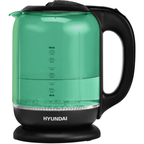 Чайник электрический Hyundai HYK-G2807 1.7л. 2200Вт бирюзовый/черный корпус: стекло