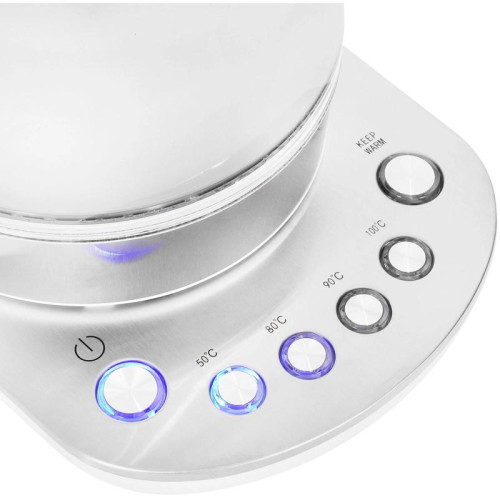 Чайник электрический Hyundai HYK-G4033 1.7л. 2200Вт белый/серебристый корпус: стекло