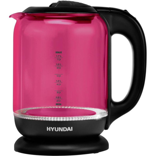 Чайник электрический Hyundai HYK-G4808 1.7л. 2200Вт малиновый/черный корпус: стекло