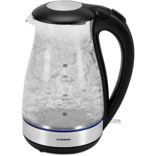 Чайник электрический Starwind SKP3039 1.7л. 2200Вт черный корпус: стекло/пластик