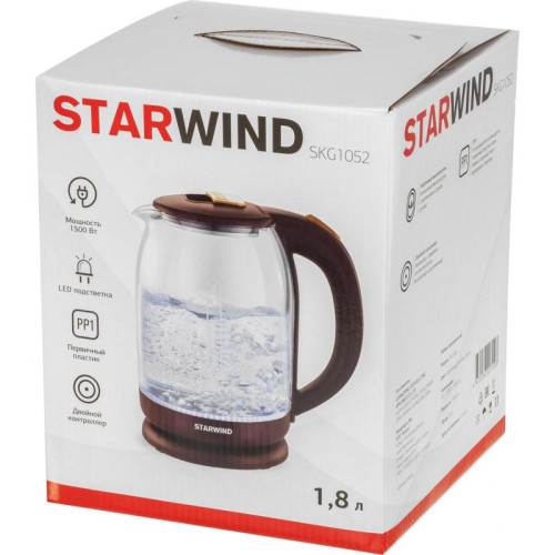 Чайник электрический Starwind SKG1052 1.8л. 1500Вт темно-коричневый/бронзовый корпус: стекло