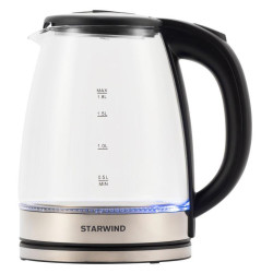 Чайник электрический Starwind SKG4777 1.8л. 2000Вт черный/прозрачный корпус: стекло