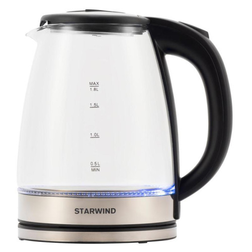 Чайник электрический Starwind SKG4777 1.8л. 2000Вт черный/прозрачный корпус: стекло