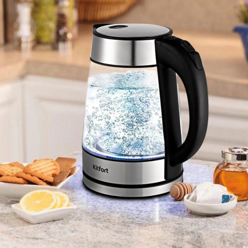 Чайник электрический Kitfort KT-6118 1.7л. 2200Вт прозрачный/серебристый корпус: стекло (КТ-6118)