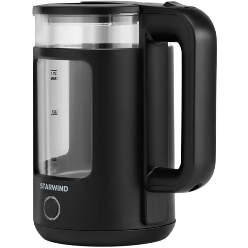 Чайник электрический Starwind SKG1053 1.7л. 1800Вт черный корпус: стекло