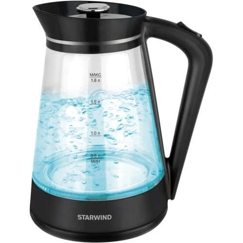 Чайник электрический Starwind SKG2116 1.8л. 1700Вт черный/прозрачный корпус: стекло