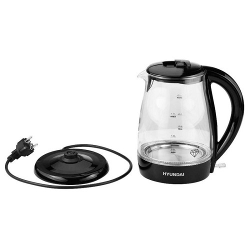Чайник электрический Hyundai HYK-G2011 1.7л. 2200Вт черный корпус: стекло/пластик