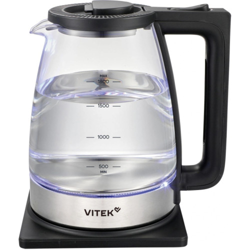Чайник электрический Vitek VT-WK1071 1.7л. 1800Вт черный/серебристый корпус: стекло