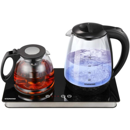 Чайник электрический Starwind SKG4044 1.8л. 1800Вт черный/серебристый корпус: стекло