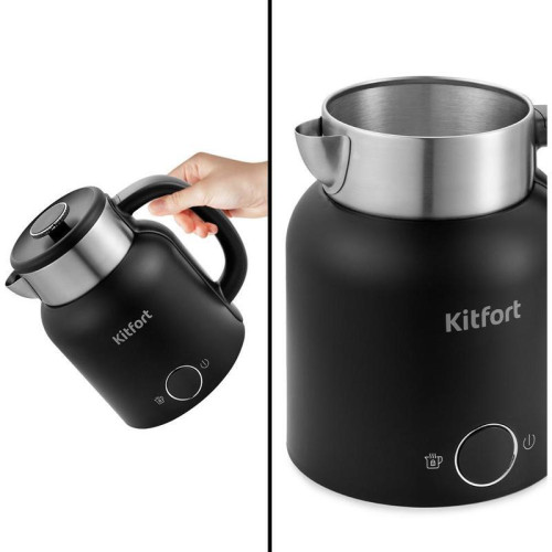 Чайник электрический Kitfort КТ-6196-1 1.5л. 2200Вт черный/серебристый корпус: металл/пластик