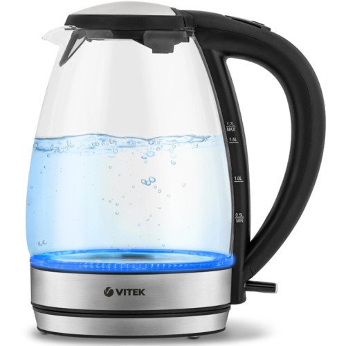 Чайник электрический Vitek VT-7046 1.7л. 2200Вт черный корпус: стекло