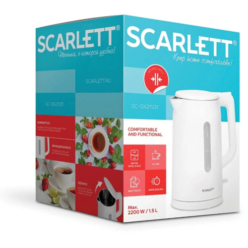 Чайник электрический Scarlett SC-EK21S31 1.5л. 2200Вт белый корпус: пластик Чайник электрический Scarlett SC-EK21S31 1.5л. 2200Вт белый корпус: пластик