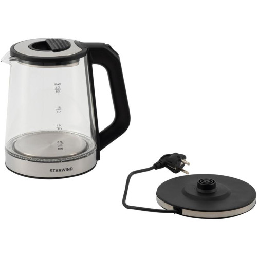 Чайник электрический Starwind SKG5778 2л. 2000Вт черный/прозрачный корпус: стекло