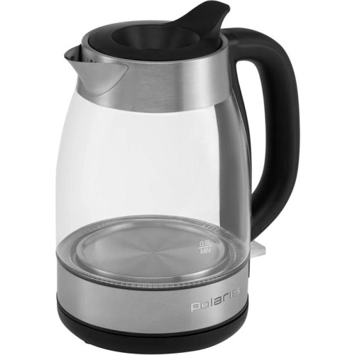 Чайник электрический Polaris PWK 1817CGL 1.8л. 2200Вт нержавеющая сталь/черный корпус: стекло/металл