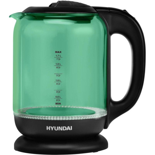Чайник электрический Hyundai HYK-G2807 1.7л. 2200Вт бирюзовый/черный корпус: стекло