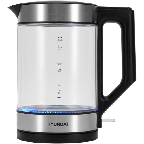 Чайник электрический Hyundai HYK-G3509 1.7л. 2200Вт черный/прозрачный корпус: стекло/пластик