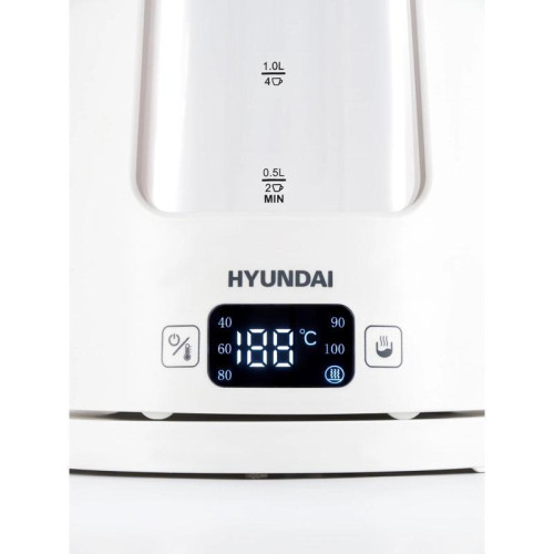 Чайник электрический Hyundai HYK-G9407 1.7л. 2200Вт белый корпус: стекло