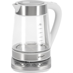 Чайник электрический Vitek VT-WK1031 1.7л. 2200Вт белый/серебристый корпус: стекло/металл/пластик