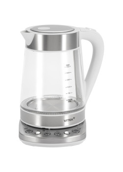 Чайник электрический Vitek VT-WK1031 1.7л. 2200Вт белый/серебристый корпус: стекло/металл/пластик