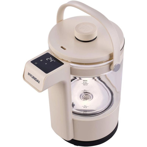 Чайник электрический Hyundai HYK-G7700 2.5л. 1400Вт кремовый/черный корпус: стекло