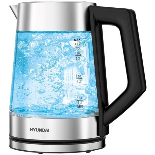 Чайник электрический Hyundai HYK-G4402 1.7л. 2200Вт черный/серебристый корпус: стекло