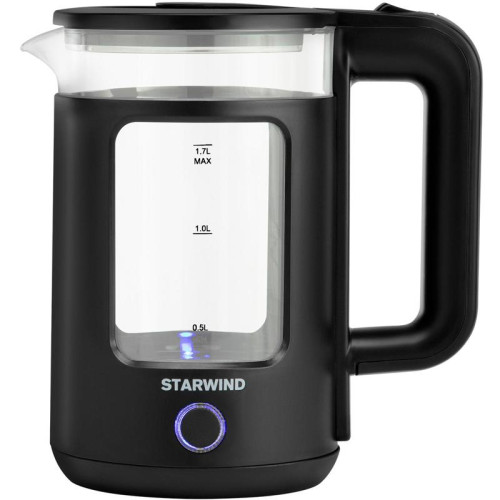Чайник электрический Starwind SKG1053 1.7л. 1800Вт черный корпус: стекло