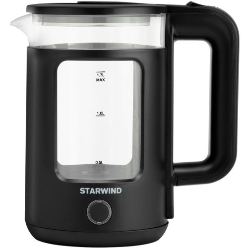 Чайник электрический Starwind SKG1053 1.7л. 1800Вт черный корпус: стекло