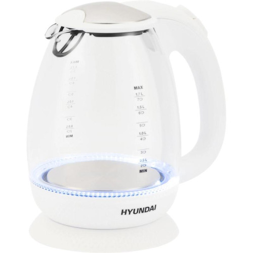Чайник электрический Hyundai HYK-G3805 1.7л. 2200Вт белый/прозрачный корпус: стекло