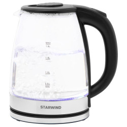Чайник электрический Starwind SKG2050 1.8л. 1800Вт черный/серебристый корпус: стекло/пластик