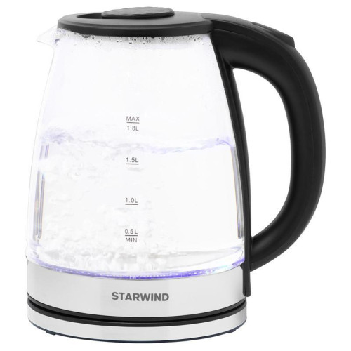 Чайник электрический Starwind SKG2050 1.8л. 1800Вт черный/серебристый корпус: стекло/пластик