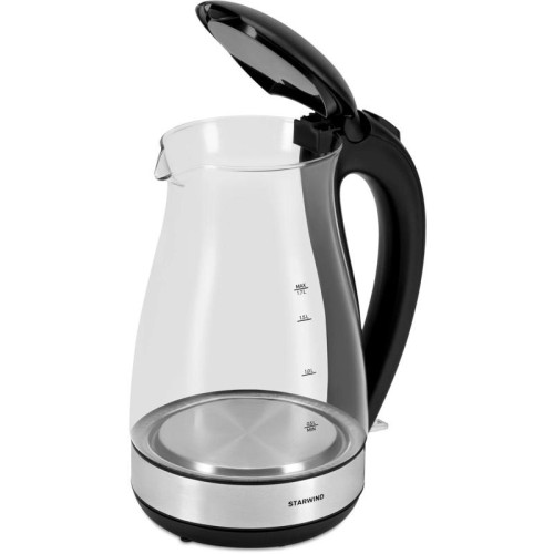Чайник электрический Starwind SKP3039 1.7л. 2200Вт черный корпус: стекло/пластик