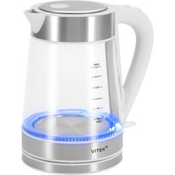Чайник электрический Vitek VT-WK1030 1.7л. 2200Вт белый/серебристый корпус: стекло