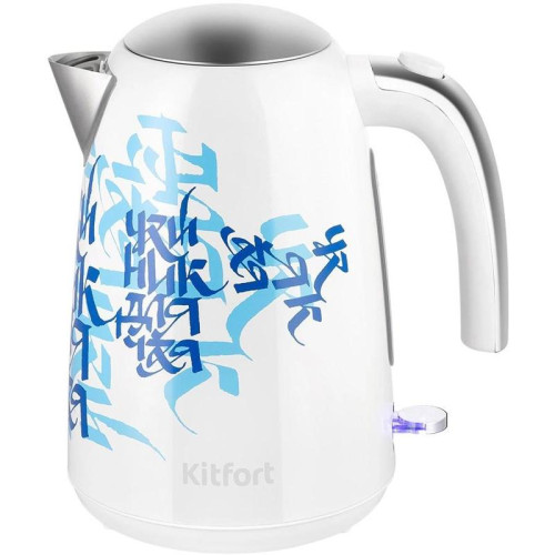 Чайник электрический Kitfort КТ-6772 1.7л. 2200Вт белый/синий корпус: металл/пластик