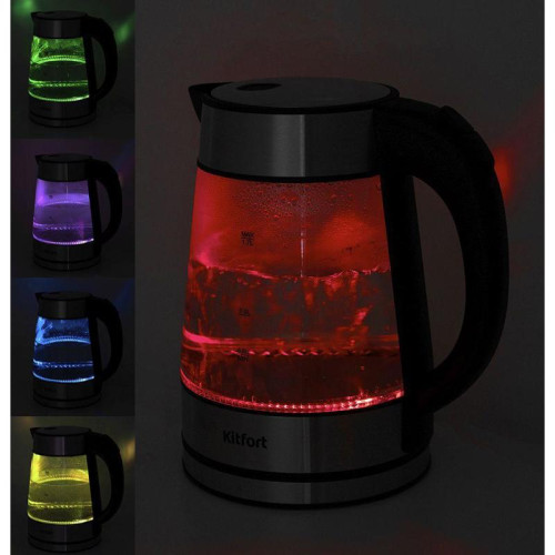 Чайник электрический Kitfort КТ-6105 1.7л. 2200Вт нержавеющая сталь/черный корпус: стекло/металл/пластик
