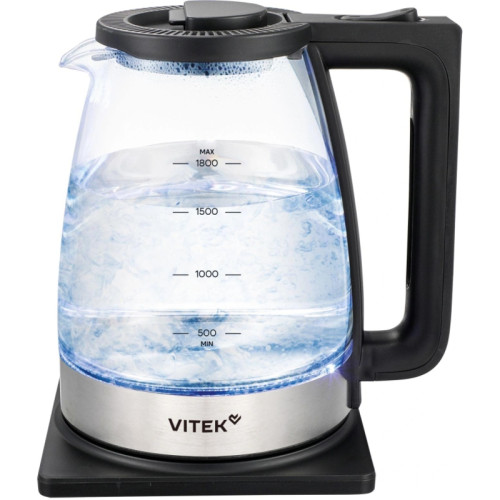 Чайник электрический Vitek VT-WK1071 1.7л. 1800Вт черный/серебристый корпус: стекло